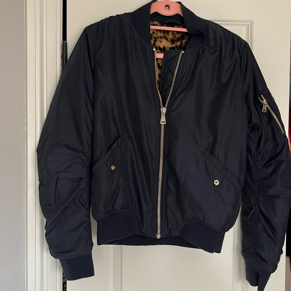 Top Shop Navy Blue Bomber Jacket